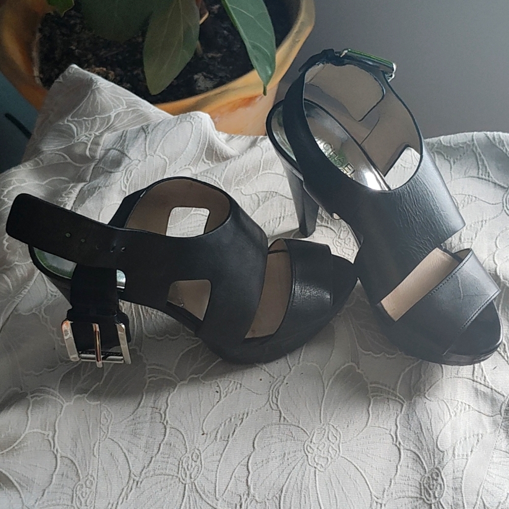 Michael Kors Black Platform Buckle Heels